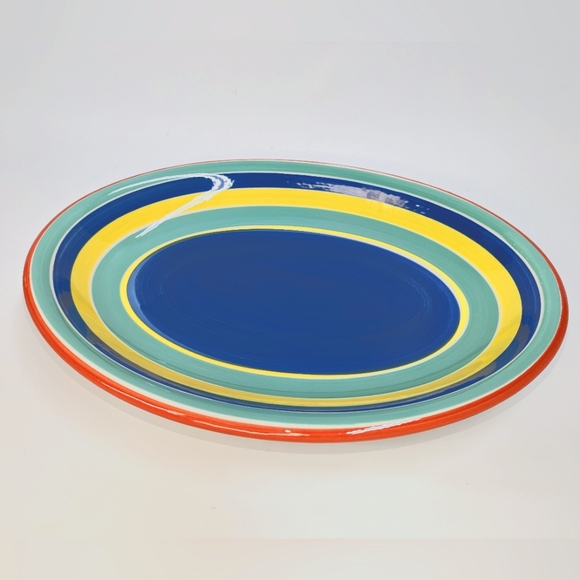 Pier 1 Other - Vintage Pier One Multi-Color large platter/tray Summer Stripes no chips or crack